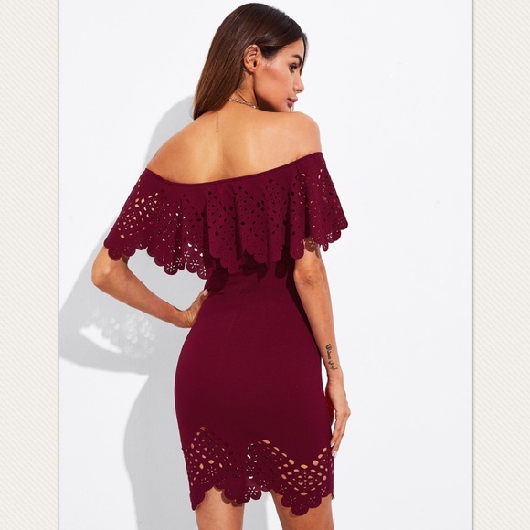 Dresses & Skirts - Last 1! Laser-cut off shoulder bodycon dress